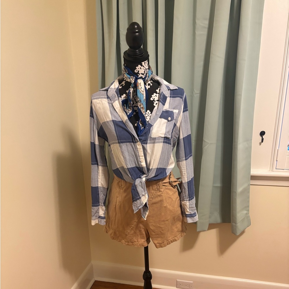 Passport Blue Plaid Crop Top